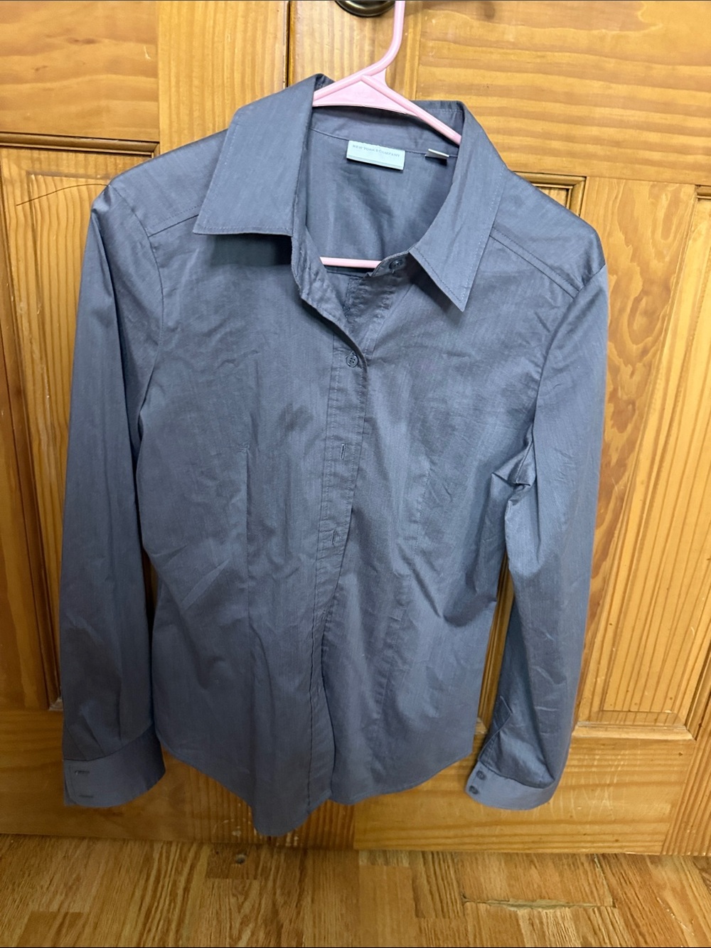 New York & Company Slate Blue Button-Down Shirt